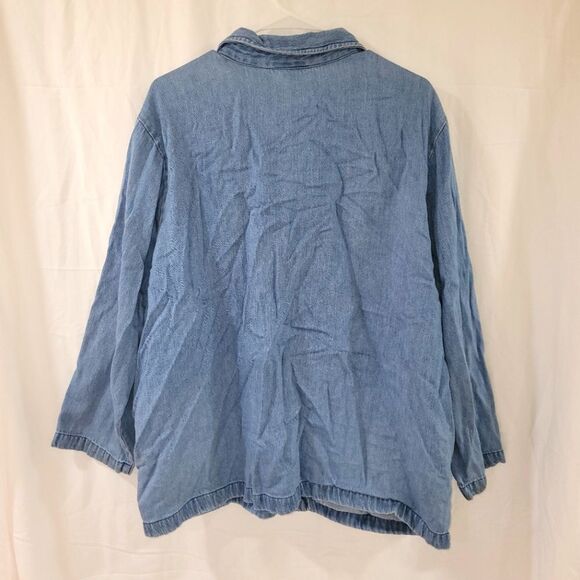 Style & co size 22w blue denim button up jean sweater jacket - Picture 4 of 7